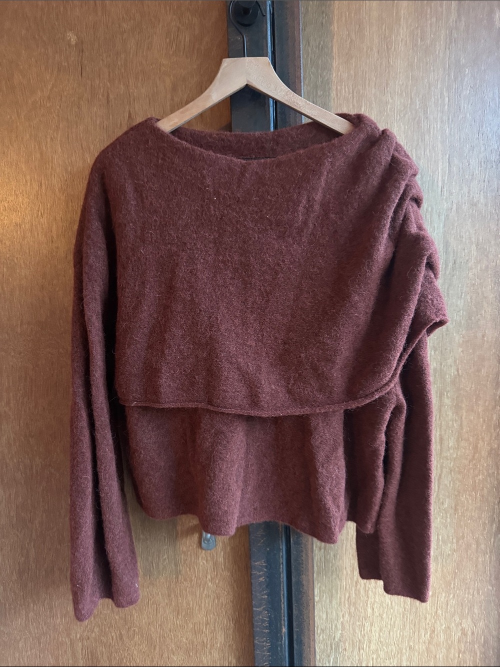 & Other Stories alpaca blend swaddled drape sweater  - Wine